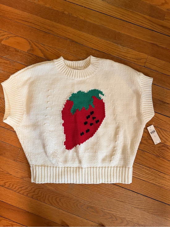 Maeve Sweaters - Maeve Women’s Cream Knit Sweater with Red Strawberry Motif NWT